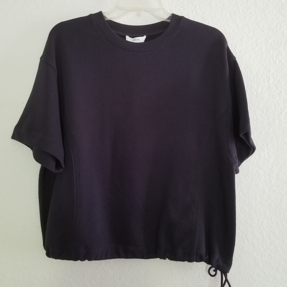 VINCE Drawcord Drop Shoulder Round Neck Boxy Top Blue Size S Small - Picture 3 of 8
